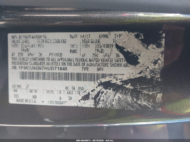 Ford ESCAPE SE 2017 1FMCU9G97HUD71845 Image 9