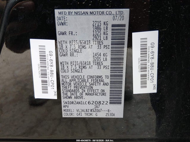 Nissan Pathfinder S 2wd 2020 5N1DR2AN1LC620822 Image 9
