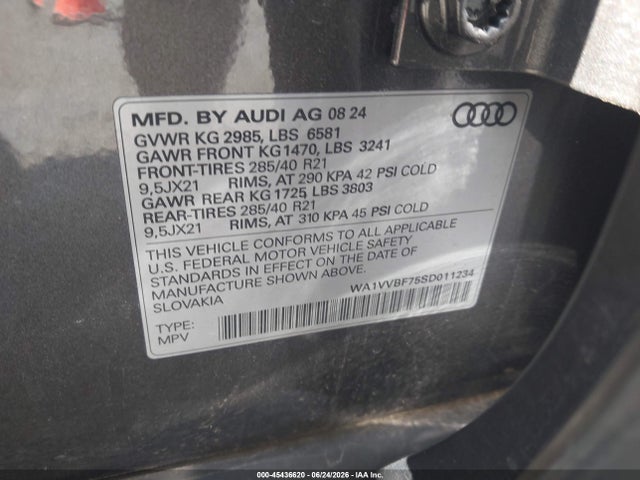 Продажа на аукционе авто 2025 Audi Q7 Prestige 55 Tfsi Quattro Tiptronic, vin: WA1VVBF75SD011234, номер лота: 45436620