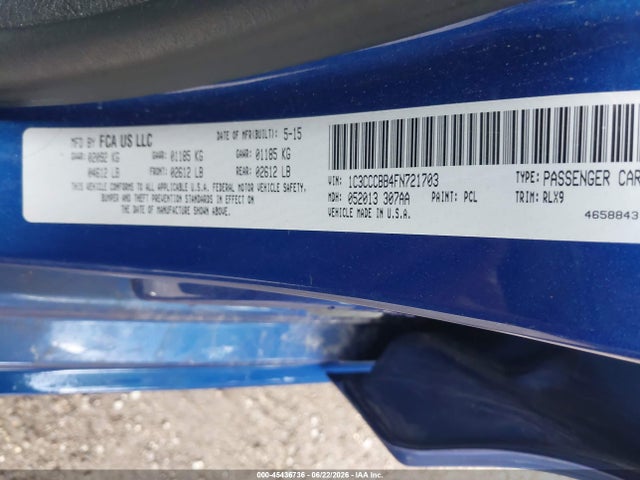Продаж на аукціоні авто 2015 Chrysler 200 S, vin: 1C3CCCBB4FN721703, номер лоту: 45436736