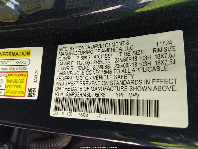 5J6RS3H74SL005086 Honda Cr-v Ex-l 2wd