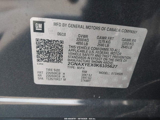 Chevrolet Equinox Premier 2019 2GNAXYEX0K6105627 Image 9