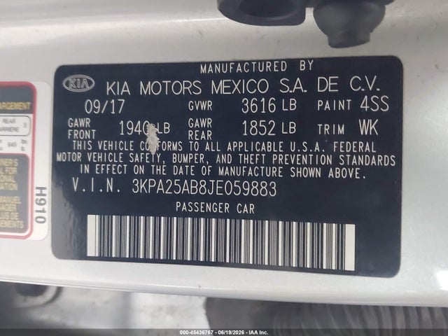 KIA RIO LX 2018 3KPA25AB8JE059883 Image 9
