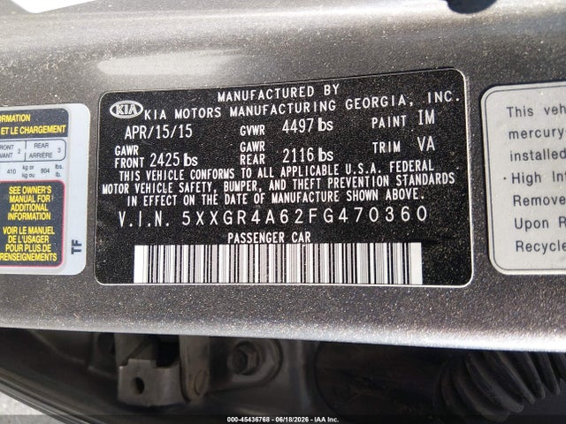 KIA Optima Sx Turbo 2015 5XXGR4A62FG470360 Image 9
