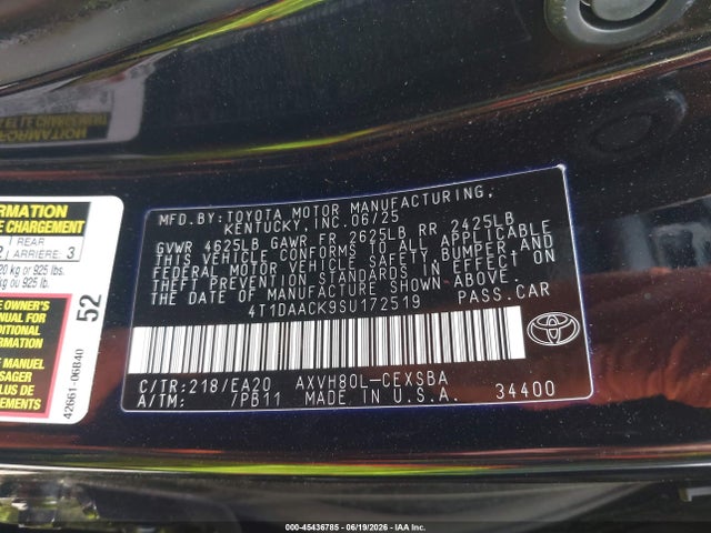Toyota CAMRY SE 2025 4T1DAACK9SU172519 Image 9