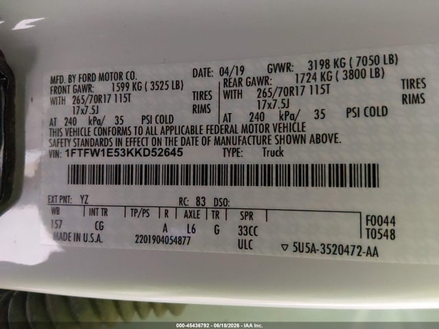 Ford F-150 2019 1FTFW1E53KKD52645 Image 9