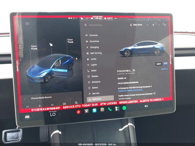 Продаж на аукціоні авто 2025 Tesla Model 3 Long Range Rear-wheel Drive/standard Rear-wheel Drive, vin: 5YJ3E1EAXSF899461, номер лоту: 45436850