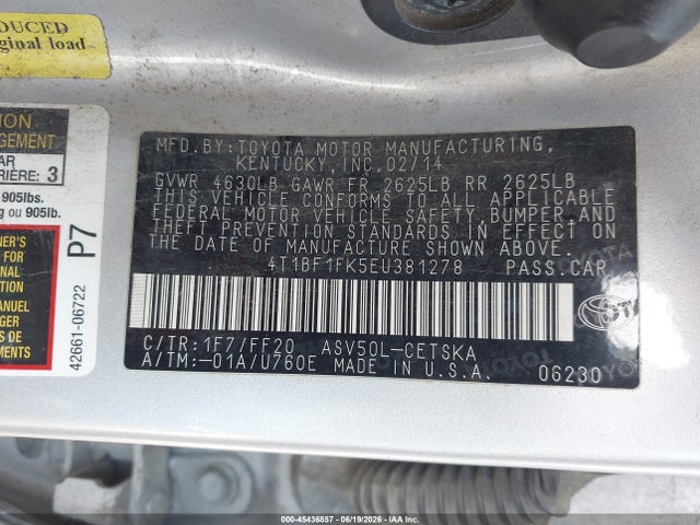 Toyota CAMRY SE 2014 4T1BF1FK5EU381278 Image 9