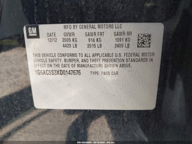 Продажа на аукционе авто 2013 Cadillac Ats Performance, vin: 1G6AC5S3XD0147676, номер лота: 45436900