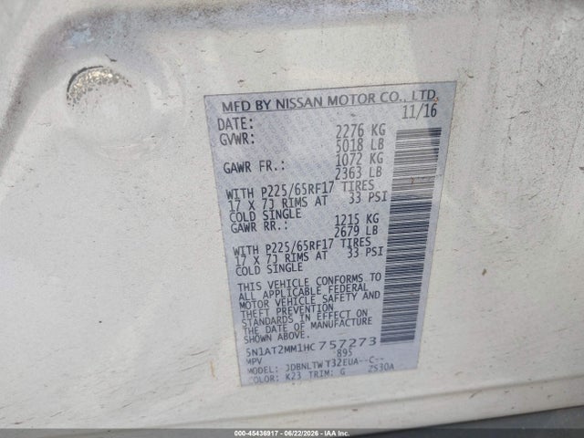 Nissan ROGUE SV 2017 5N1AT2MM1HC757273 Image 9