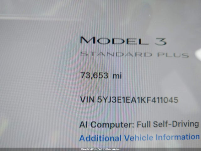Tesla Model 3 Long Range/mid Range/standard Range/standard Range Plus 2019 5YJ3E1EA1KF411045 Image 14