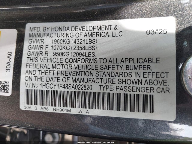Honda ACCORD SE 2025 1HGCY1F48SA022820 Image 9
