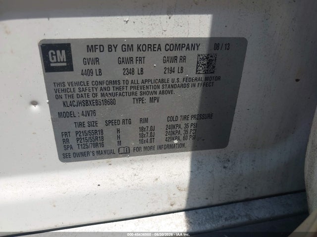 Aukcja sprzedaży 2014 Buick Encore Premium, vin: KL4CJHSBXEB518680, numer aukcji: 45436980