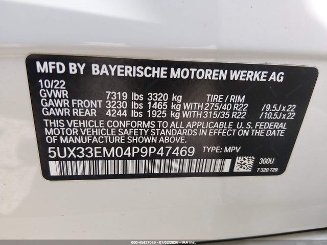 5UX33EM04P9P47469 BMW X7 M60i