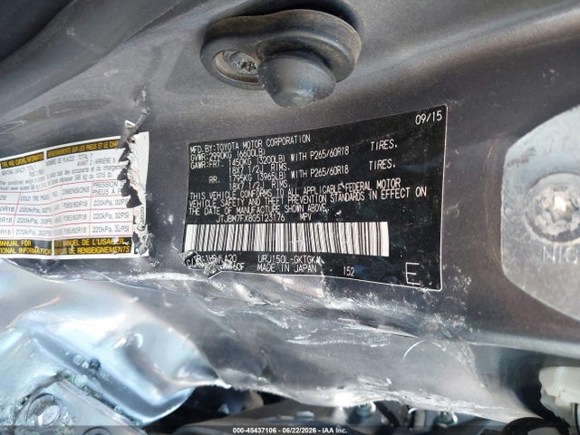 Aukcja sprzedaży 2016 Lexus Gx 460, vin: JTJBM7FX8G5123176, numer aukcji: 45437106