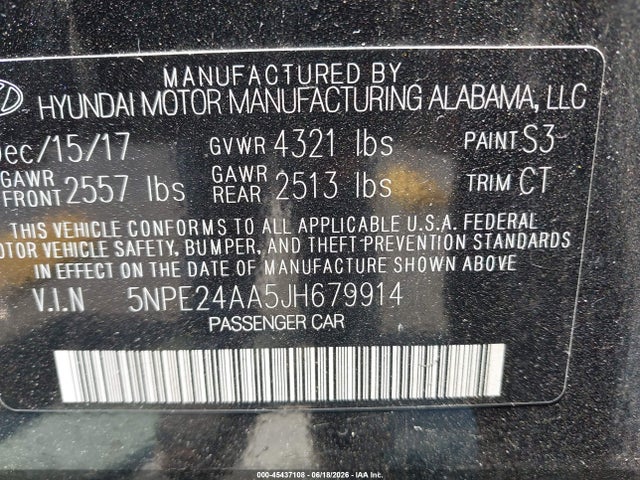 Hyundai SONATA ECO 2018 5NPE24AA5JH679914 Image 9
