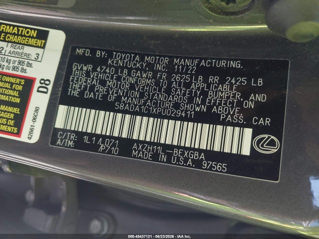 Lexus ES 300H 2023 58ADA1C1XPU029411 Image 9