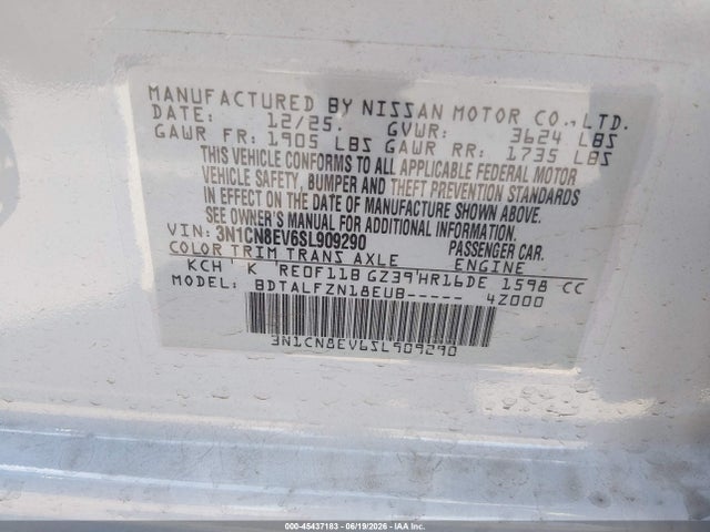 Nissan Versa 1.6 Sv 2025 3N1CN8EV6SL909290 Image 9