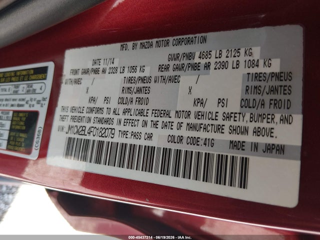 Продажа на аукционе авто 2015 Mazda Mazda5 Sport, vin: JM1CW2BL4F0182079, номер лота: 45437214