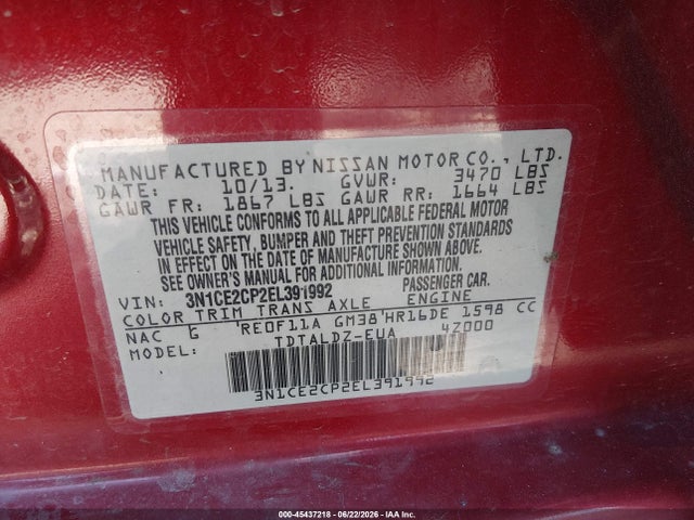 Nissan Versa Note Sv 2014 3N1CE2CP2EL391992 Image 9