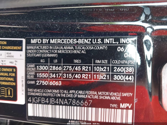 Продажа на аукционе авто 2022 Mercedes-benz Gle 350, vin: 4JGFB4JB4NA786667, номер лота: 45437233