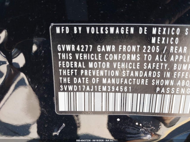 3VWD17AJ1EM394561 Volkswagen Jetta 1.8t Se