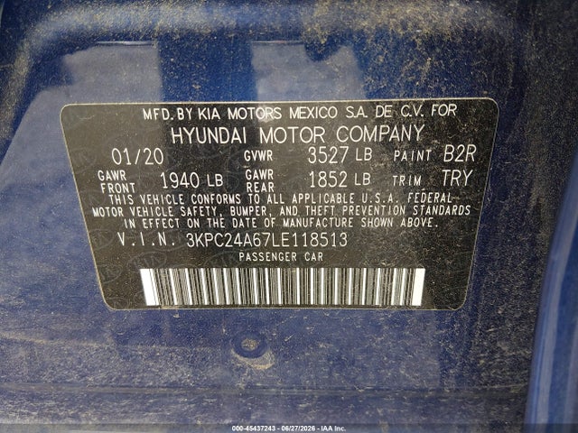 Hyundai ACCENT SE 2020 3KPC24A67LE118513 Image 9