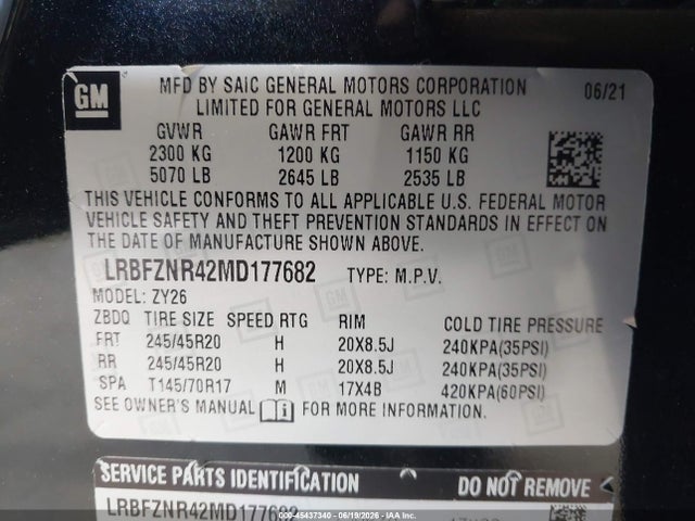 Продажа на аукционе авто 2021 Buick Envision Fwd Essence, vin: LRBFZNR42MD177682, номер лота: 45437340