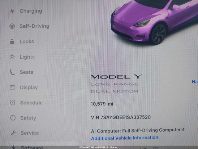 Продажа на аукционе авто 2025 Tesla Model Y Long Range Dual Motor All-wheel Drive, vin: 7SAYGDEE1SA337520, номер лота: 45437358