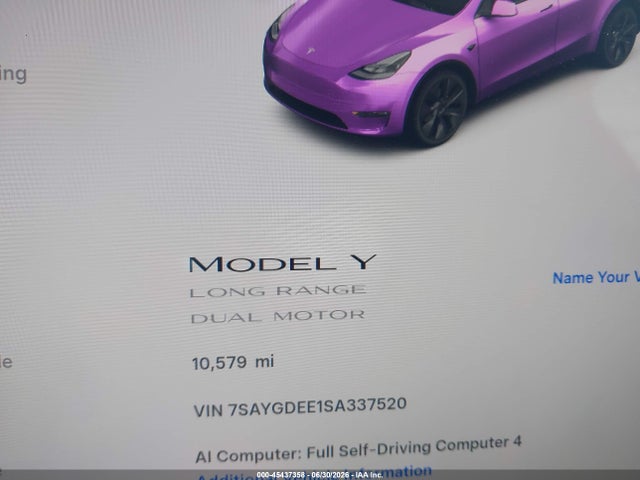 Продажа на аукционе авто 2025 Tesla Model Y Long Range Dual Motor All-wheel Drive, vin: 7SAYGDEE1SA337520, номер лота: 45437358