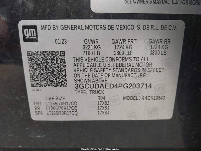 3GCUDAED4PG203714 Chevrolet Silverado 1500 4wd Short Bed Wt