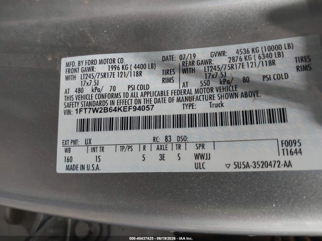1FT7W2B64KEF94057 Ford F-250 King Ranch/lariat/platinum/xl/xlt
