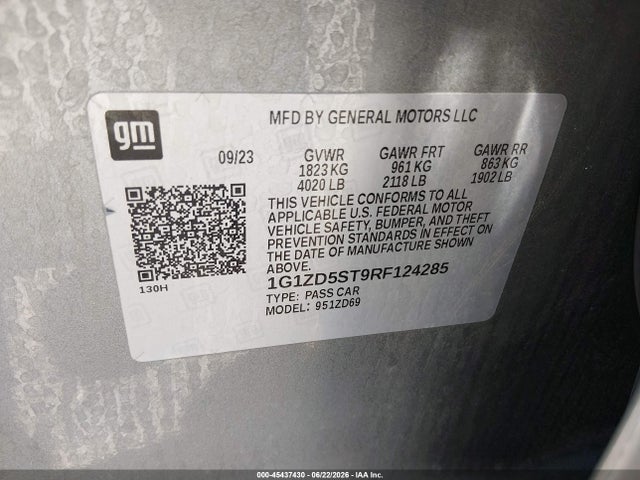 Продаж на аукціоні авто 2024 Chevrolet Malibu Fwd 1lt, vin: 1G1ZD5ST9RF124285, номер лоту: 45437430