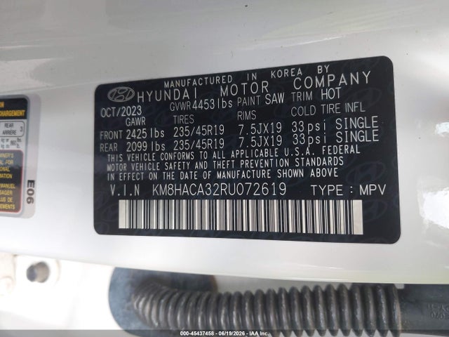 45437458 :رقم المزاد ، KM8HACA32RU072619 vin ، 2024 Hyundai Kona N Line مزاد بيع