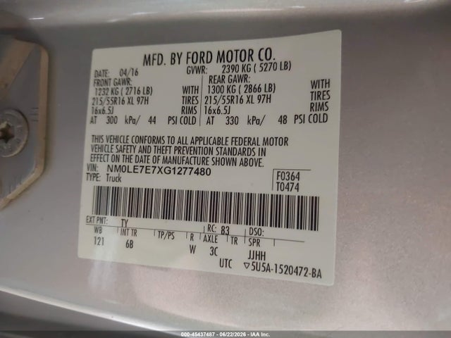 NM0LE7E7XG1277480 Ford Transit Connect Xl