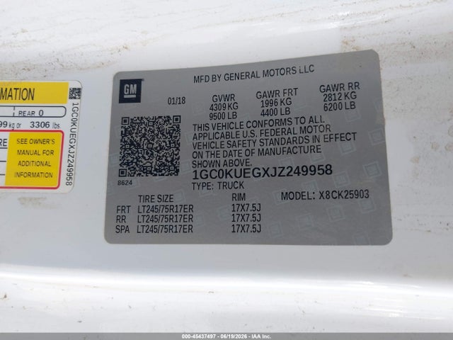 1GC0KUEGXJZ249958 Chevrolet Silverado 2500hd Wt