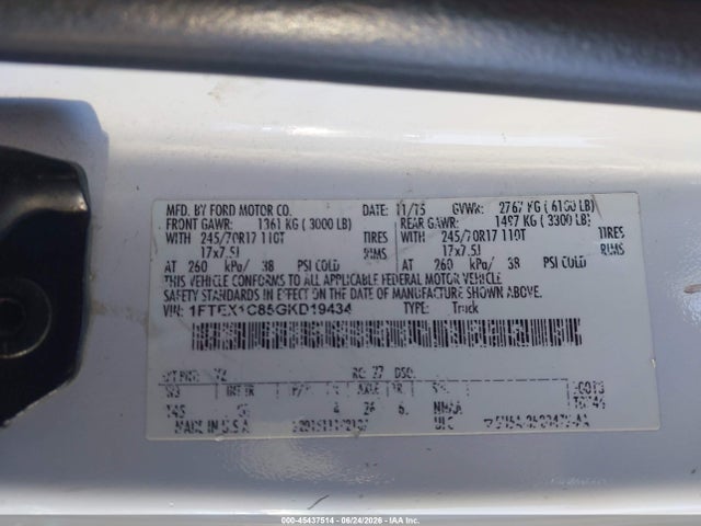 Ford F-150 Xl/xlt 2016 1FTEX1C85GKD19434 Image 9