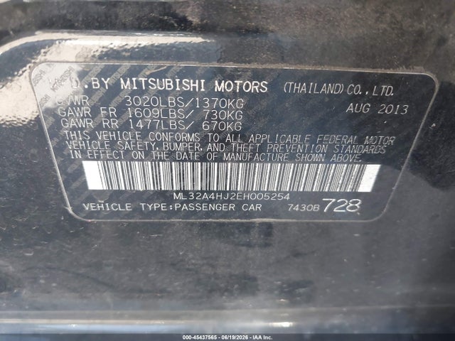 Mitsubishi MIRAGE ES 2014 ML32A4HJ2EH005254 Image 9