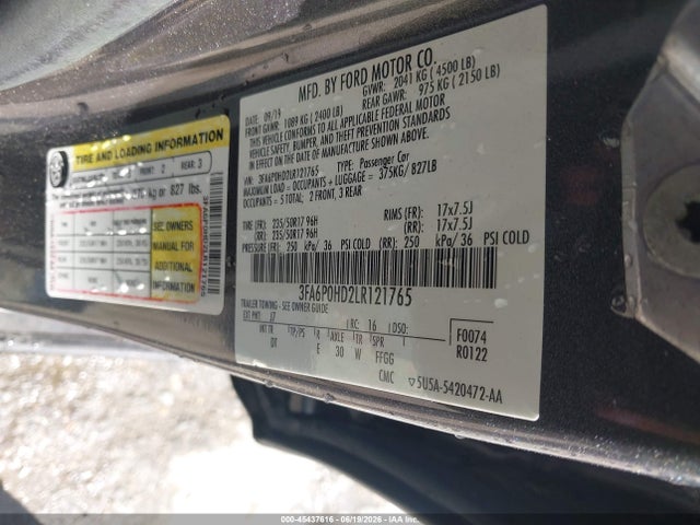 Ford FUSION SE 2020 3FA6P0HD2LR121765 Image 9