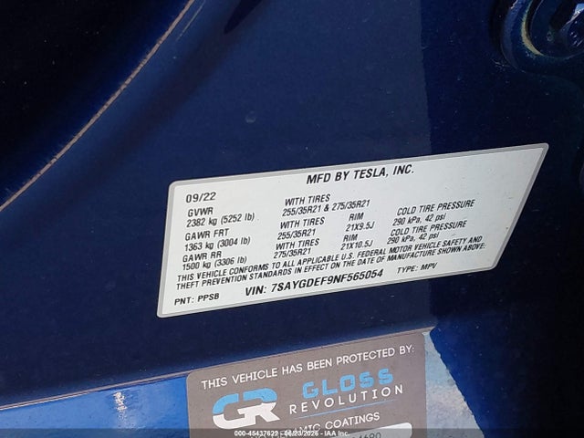 Aukcja sprzedaży 2022 Tesla Model Y Performance Dual Motor All-wheel Drive, vin: 7SAYGDEF9NF565054, numer aukcji: 45437622
