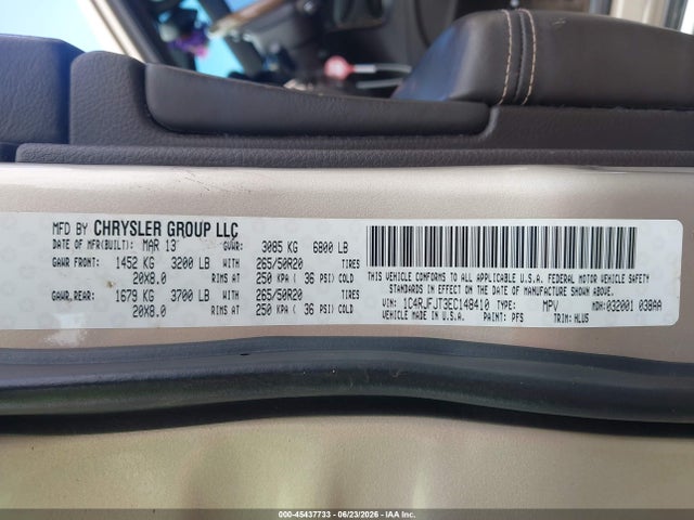 45437733 :رقم المزاد ، 1C4RJFJT3EC148410 vin ، 2014 Jeep Grand Cherokee Summit مزاد بيع