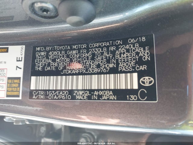 JTDKARFPXJ3089767 Toyota Prius Prime Premium
