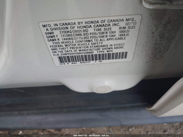 Aukcja sprzedaży 2010 Acura Mdx, vin: 2HNYD2H28AH508880, numer aukcji: 45437752