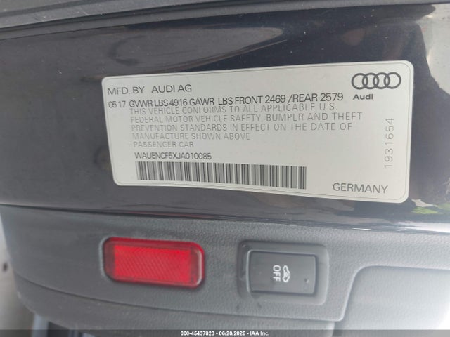 Aukcja sprzedaży 2018 Audi A5 2.0t Premium, vin: WAUENCF5XJA010085, numer aukcji: 45437823