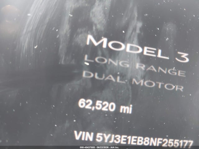 Продажа на аукционе авто 2022 Tesla Model 3 Long Range Dual Motor All-wheel Drive, vin: 5YJ3E1EB8NF255177, номер лота: 45437885