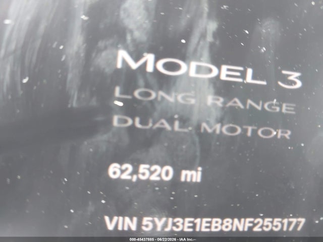 Продажа на аукционе авто 2022 Tesla Model 3 Long Range Dual Motor All-wheel Drive, vin: 5YJ3E1EB8NF255177, номер лота: 45437885