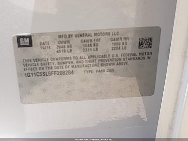 Chevrolet MALIBU 1LT 2015 1G11C5SL6FF208284 Image 9