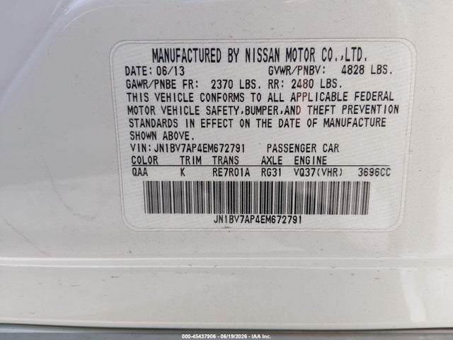 Продажа на аукционе авто 2014 Infiniti Q50 Premium, vin: JN1BV7AP4EM672791, номер лота: 45437906