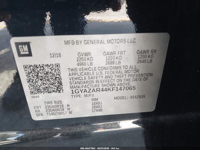 Aukcja sprzedaży 2019 Cadillac Xt4 Luxury, vin: 1GYAZAR44KF147065, numer aukcji: 45437962