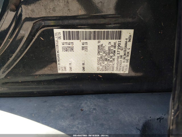 Aukcja sprzedaży 2017 Nissan Maxima 3.5 Sr, vin: 1N4AA6AP4HC373901, numer aukcji: 45437964